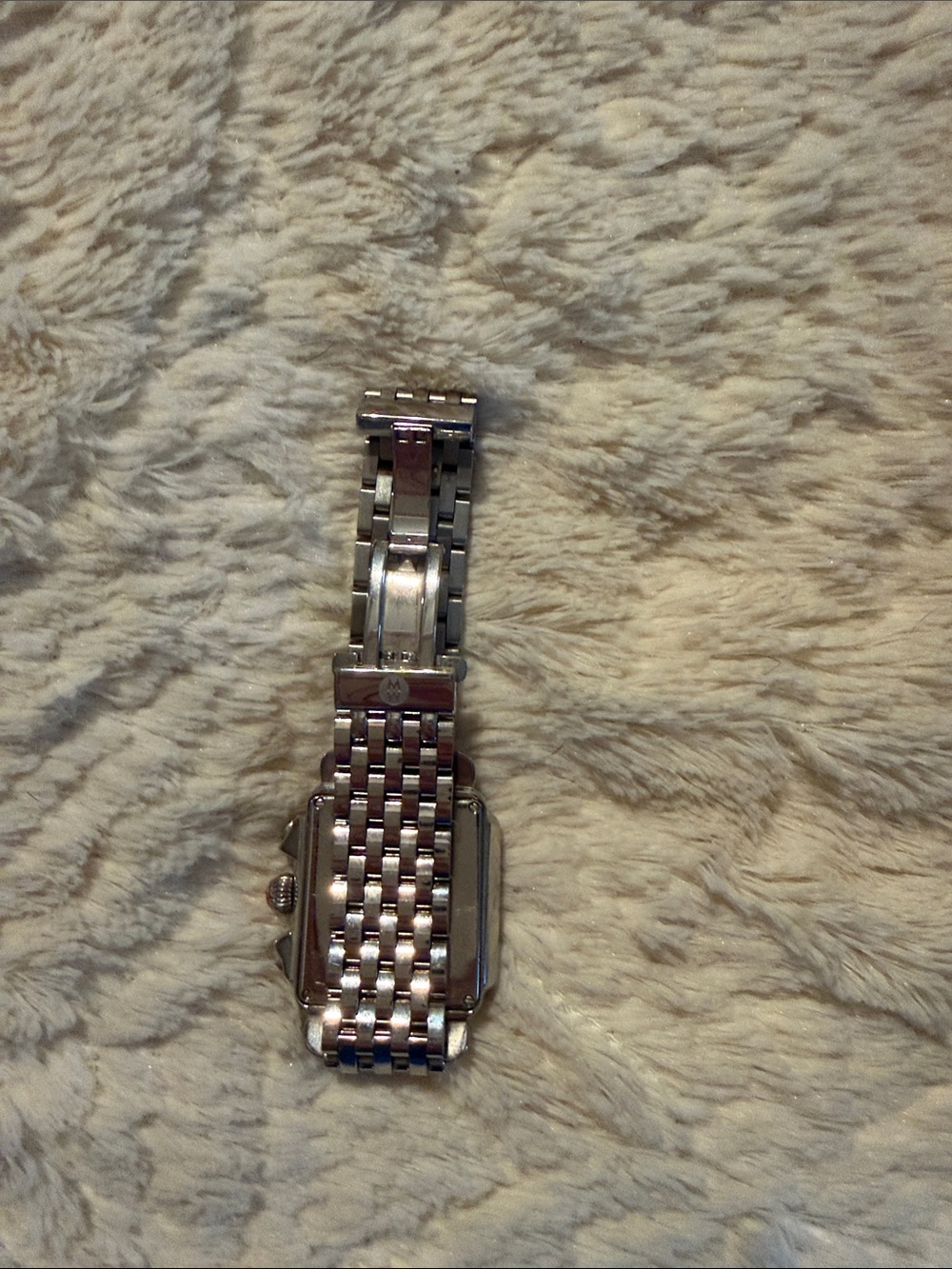 Michele Stainless Steel Bracelet Watch with Pink Dial and Crystal Bezel - Picture 3 of 5